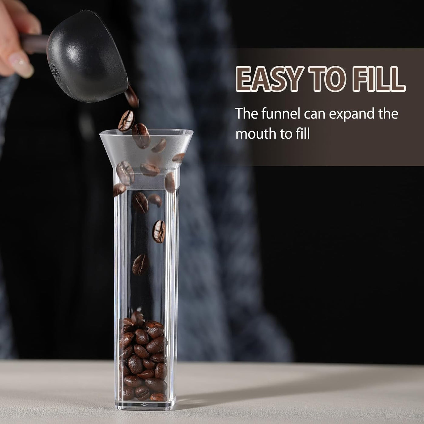 Lulupack Coffee Bean Storage Dosing Tube: Single Espresso Dosing Containers - Small Airtight Canister Holder with Display Stand - Large