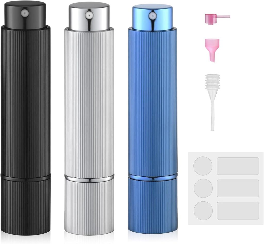 Lulupack Travel Perfume Bottle Refillable - Cologne Spray Atomizer Mini - Small Travel Size Sprayer Empty for Refill Sample Container - Portable Fragrance Decant Dispenser for Men Women 3PCS 8ml Blue