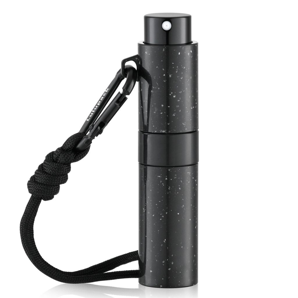 Lulupack Small Spray Bottle with Keychain - 8ml Cologne Travel Bottle Refillable - Travel Size Perfume Atomizer for Men - Portable Fragrance Decant Dispenser Speckled Black